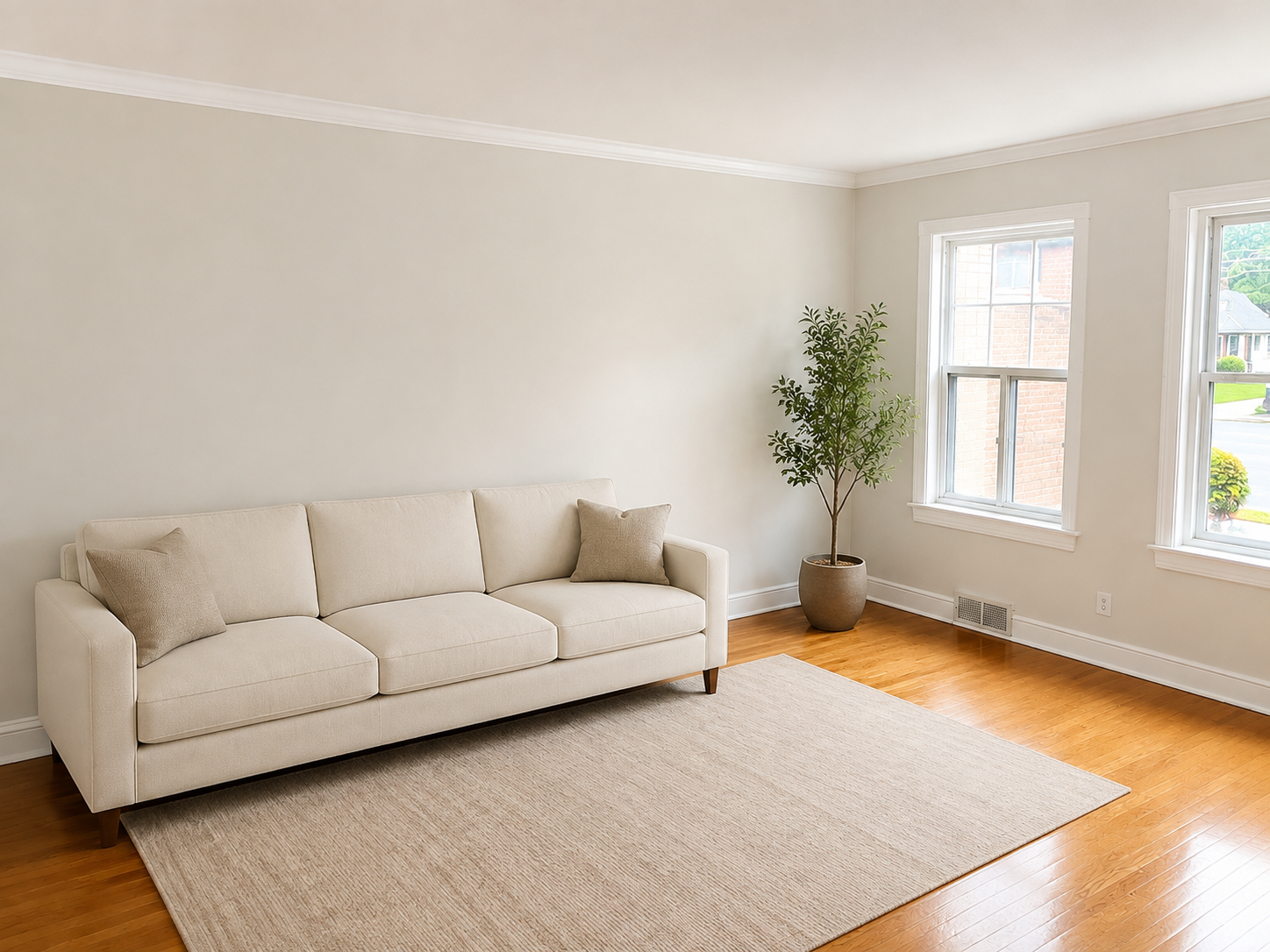 Bright living room after professional painting