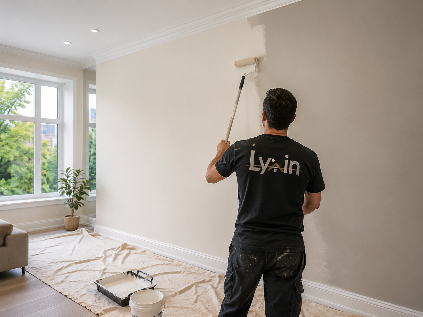 Lyvin crew painting an interior wall
