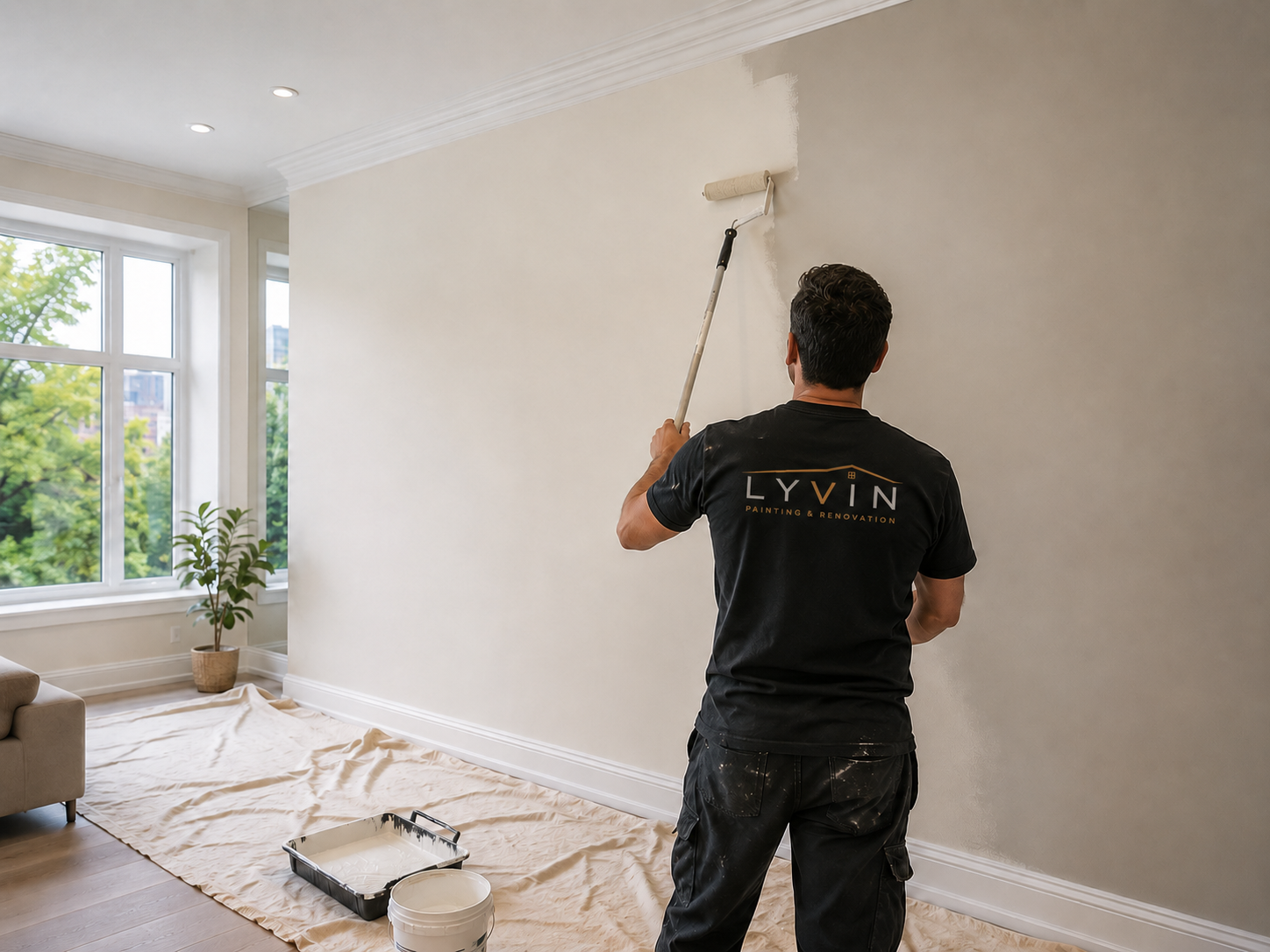 Lyvin crew painting an interior wall