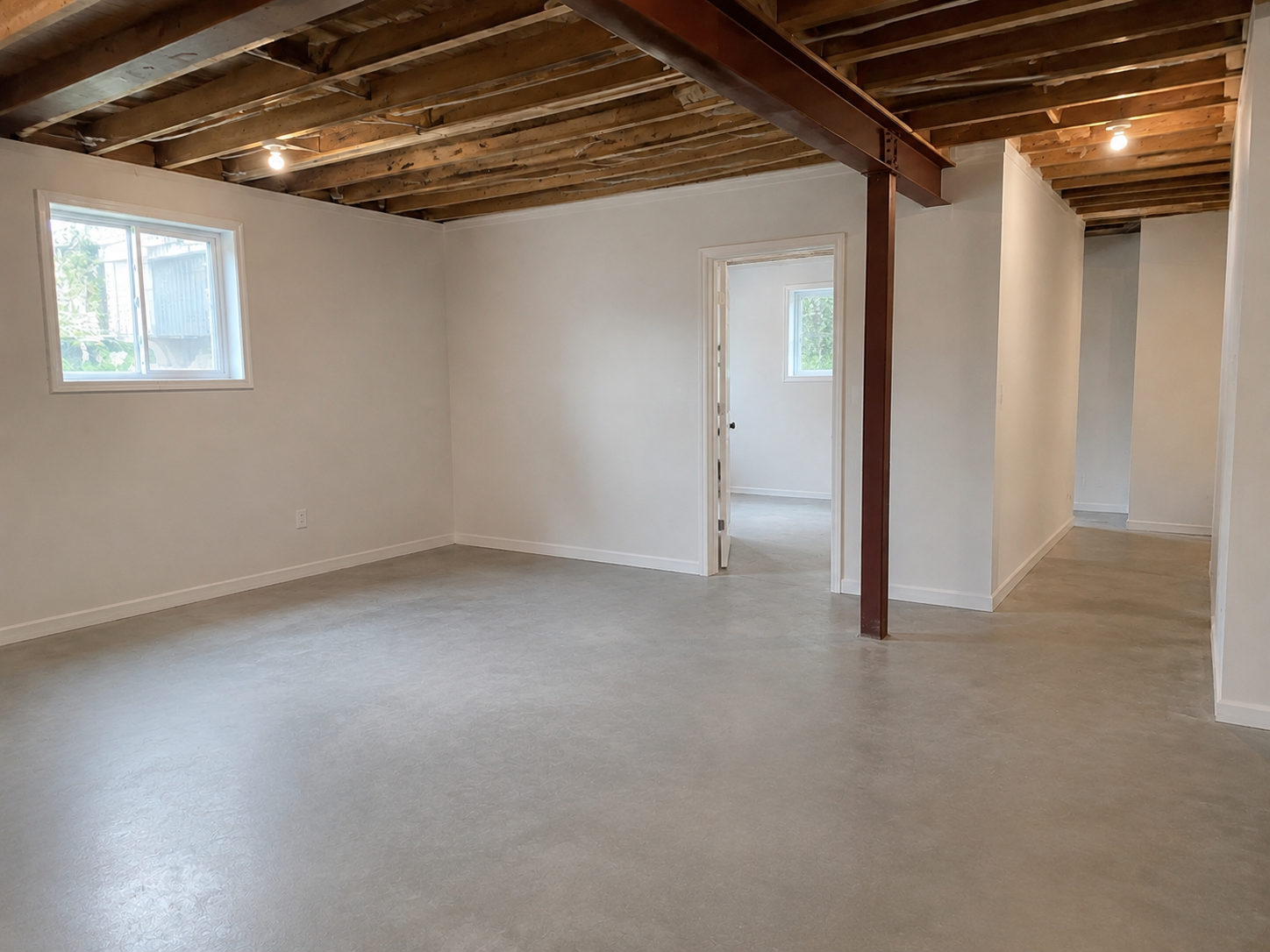 Completed interior partition wall and doorway